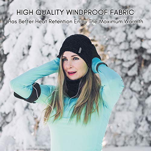 Gorro Invierno Hombre con Bufanda, Calentar Sombreros Gorras Beanie de Punto Forro de Lana, Gorro y Bufanda Invierno Hombre Beanie con Bufanda, Suave al Tacto, Agradable para la Piel (Negro)