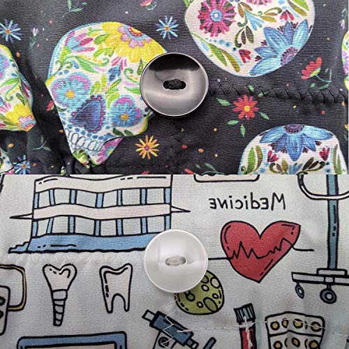 Gorro quirófano con botones MARIPOSAS con Nombre Bordado en Opciones, para Pelo Largo Enfermera Cirugía Dentista Veterinaria Cocina con absorbente en la frente y tamaño ajustable