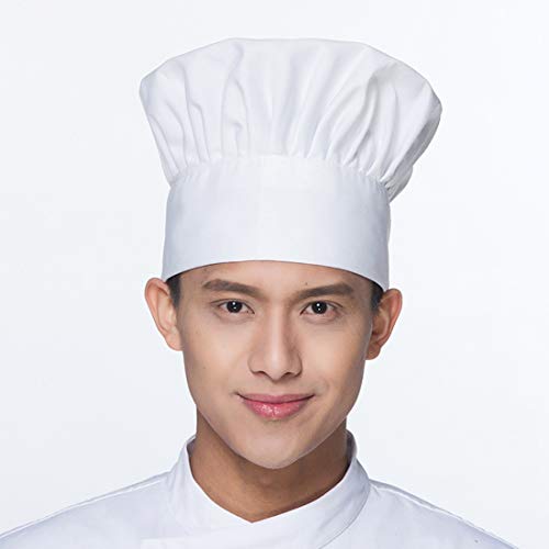 Gorros Cocinero, Set de 3 Gorros Chefs Ajustables, Sombreros de Cocina para Chef para Pastelería y Repostería, Uniformes de Trabajo para Mujeres y Hombres (Blanco)