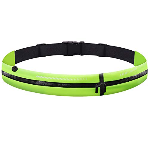 GothicBride riñonera Running Deportiva Impermeable Bolsillos con Cierre Cremallera Tiras Reflectante (Verde)