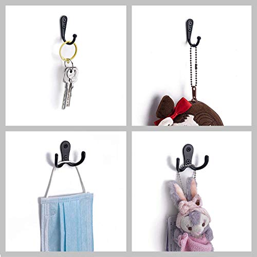 gotyou 20 Pieza Ganchos percheros Vintage, Estilo Vintage de Pared Solo Gancho para Ropa con 40 Tornillo, Metal Ganchos para Ropa, Gancho Simple de Estilo Retro para Cocina, Baño, Dormitorio(Negro)