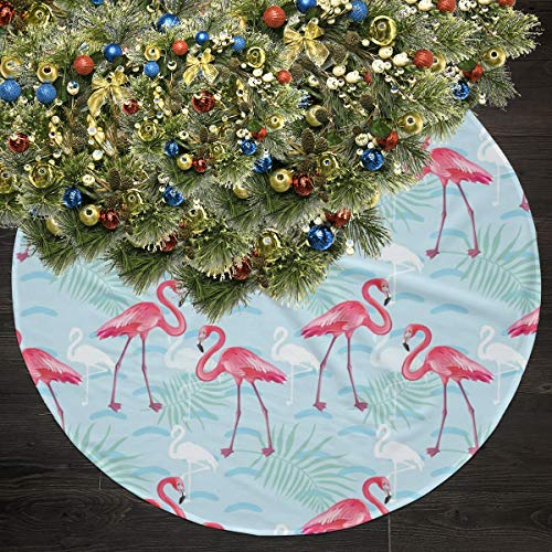GOWINEU Alfombra para Falda de árbol de Navidad, con patrón de Flamenco, diseño significativo, para Vacaciones de Navidad, para Mujeres y Hombres, 36 Pulgadas