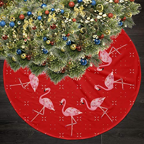GOWINEU Alfombra para Falda de árbol de Navidad, con patrón de Flamenco Rosa y diseño de deleite Infantil, para Vacaciones de Navidad, para Mujeres y Hombres, 36 Pulgadas