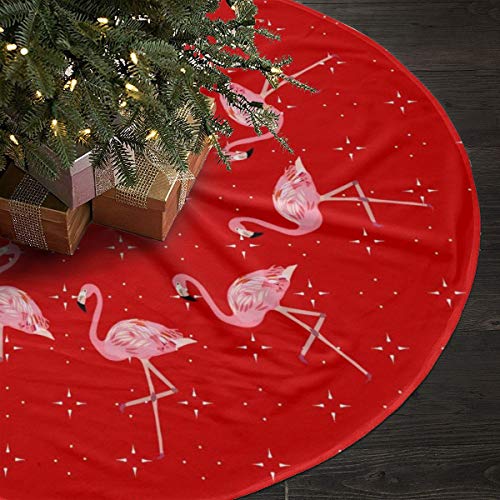 GOWINEU Alfombra para Falda de árbol de Navidad, con patrón de Flamenco Rosa y diseño de deleite Infantil, para Vacaciones de Navidad, para Mujeres y Hombres, 36 Pulgadas