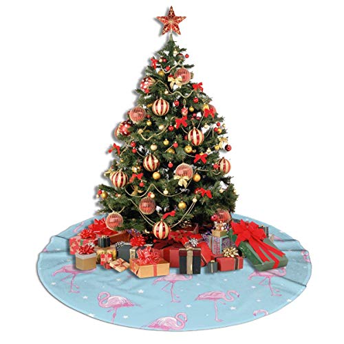 GOWINEU Patrón de Flamenco, Falda de árbol, Falda de árbol de Navidad, para decoración navideña, decoración Festiva, para Exteriores, 48 ​​Pulgadas