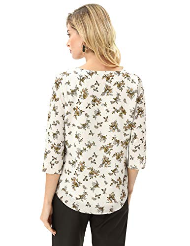 GRACE KARIN Blusa Mujer Moda Mujer Casual Gasa Camisa Informal Suelta Cuello Redondo Top Blusa de poliéster Floral 4S CLAF15-14