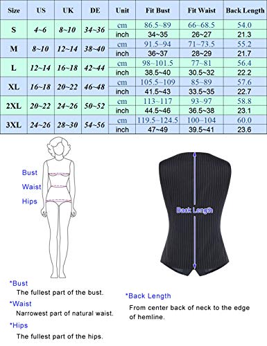 GRACE KARIN - Chaleco de traje sastre, jacquard, floral, sin mangas Cl89a20-1/Rayé XXX-Large