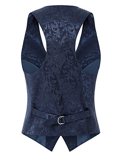GRACE KARIN Chaleco Victoriano de Jacquard para Mujer Mediano Steampunk Azul Marino 2XL