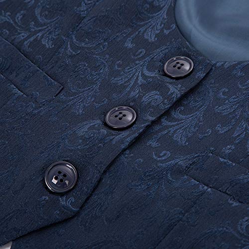 GRACE KARIN Chaleco Victoriano de Jacquard para Mujer Mediano Steampunk Azul Marino 2XL