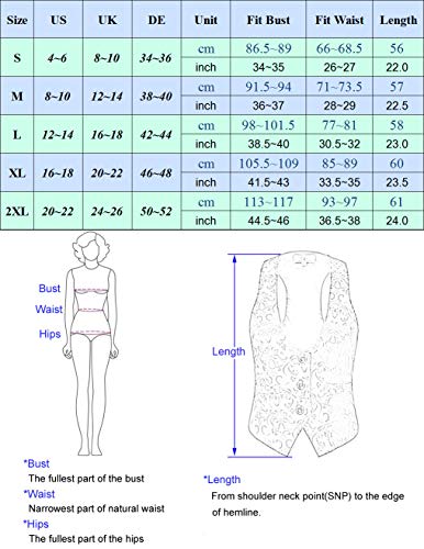 GRACE KARIN Chaleco Victoriano de Jacquard para Mujer Mediano Steampunk Azul Marino 2XL