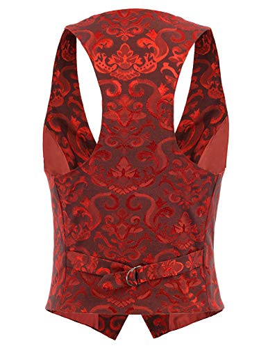 GRACE KARIN Chaleco Victoriano de Jacquard para Mujer Mediano Steampunk Rojo 2XL