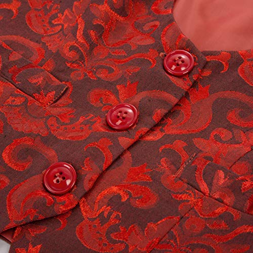 GRACE KARIN Chaleco Victoriano de Jacquard para Mujer Mediano Steampunk Rojo 2XL