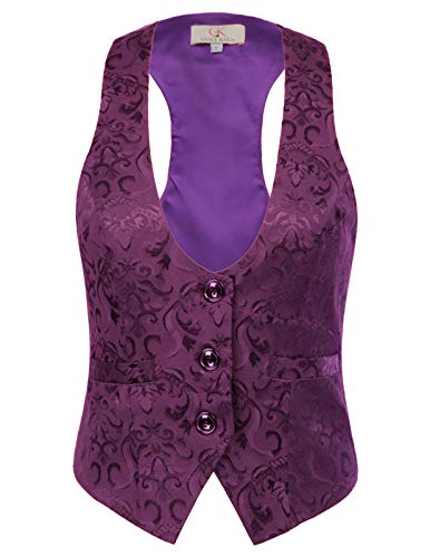 GRACE KARIN Chaleco Victoriano de Jacquard para Mujer Mediano Steampunk Violeta S