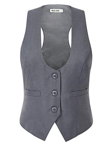 GRACE KARIN Chaleco Victoriano para Mujer Mediano Steampunk Gris 2XL