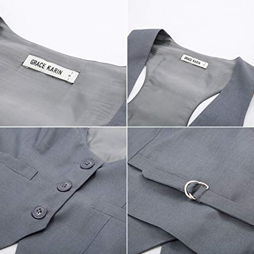 GRACE KARIN Chaleco Victoriano para Mujer Mediano Steampunk Gris 2XL