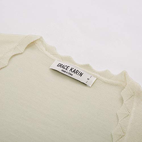 GRACE KARIN Chaqueta Corta De Mujer con Primavera Abierta Frente Bolero Marfil L CL10960-5