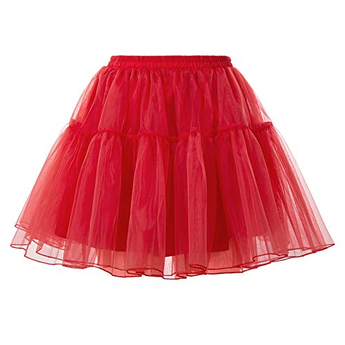 GRACE KARIN Enaguas Cortas para Mujer Cancán Vintage Rockabilly Rojo Mini Tutu S CLE02503-3
