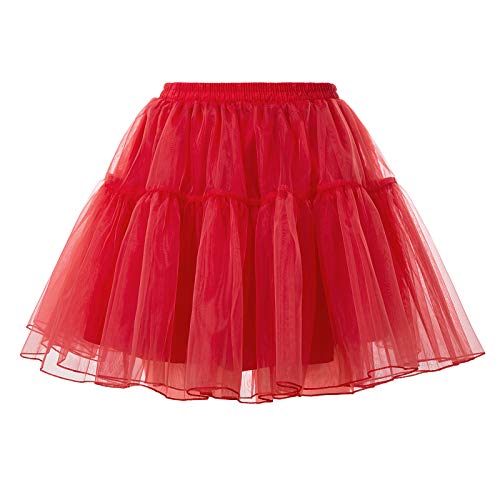 GRACE KARIN Enaguas Cortas para Mujer Cancán Vintage Rockabilly Rojo Mini Tutu S CLE02503-3