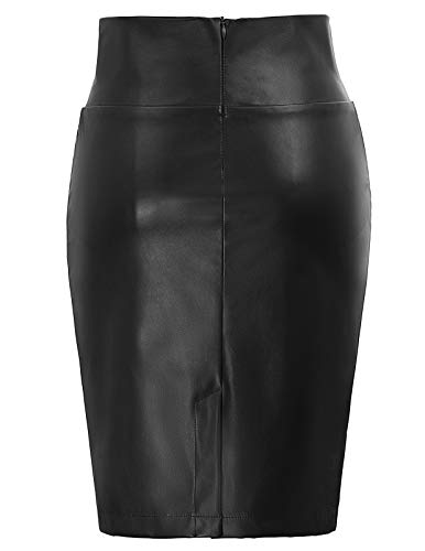 GRACE KARIN Mujer Falda Corta Negro Vintage Falda Lápiz de Cuero Tamaño XL DECL05-1
