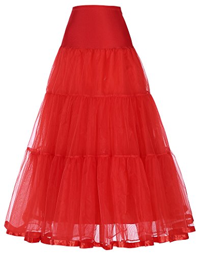 GRACE KARIN Mujeres Enaguas para Vestido Pin up Rockabilly Rojo XL