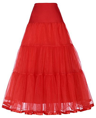 GRACE KARIN Mujeres Enaguas para Vestido Pin up Rockabilly Rojo XL