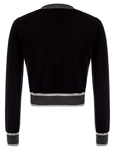 GRACE KARIN Suéter Bonito de Botones con Escote Pico para Mujer S Negro