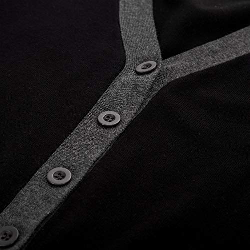 GRACE KARIN Suéter Bonito de Botones con Escote Pico para Mujer S Negro