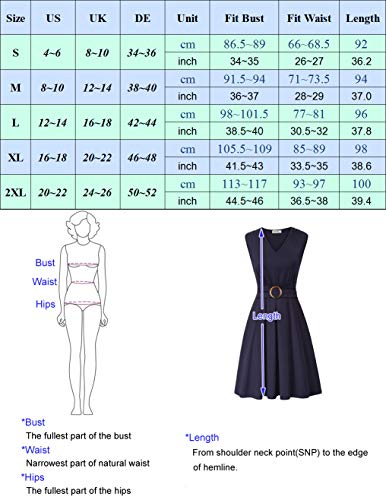 GRACE KARIN Vestidos de Mujer Cuello en V Profundo Vestido Formal Azul Vestido Plisado Acampanado 2XL CLS02215-2