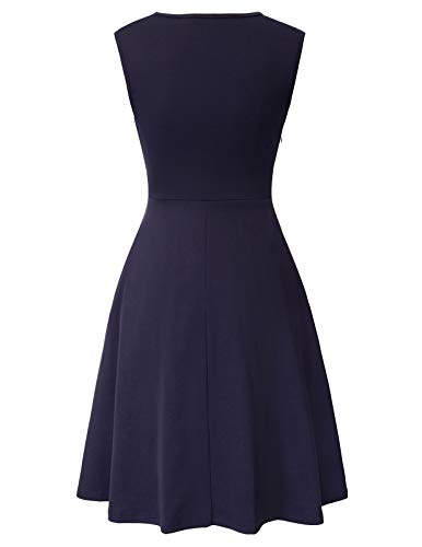 GRACE KARIN Vestidos de Mujer Cuello en V Profundo Vestido Formal Azul Vestido Plisado Acampanado 2XL CLS02215-2