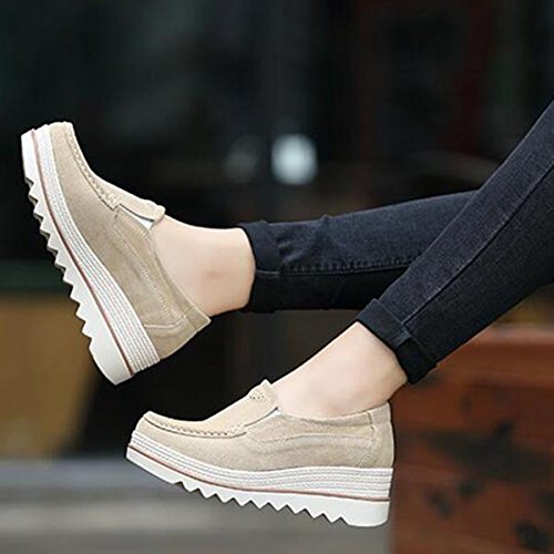 gracosy Mocasines Mujeres Cómodos Zapatos de Cuña de Gamuza Suave Toning Rocker Plataforma Oculta Talón Zapatillas de Deporte Casual Moda Zapatos de Conducción
