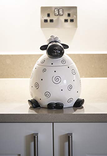 Gran Tarro de Cerámica, Bote para Galletas con Tapa y Forma de Oveja Regalo para Amantes de los Animales