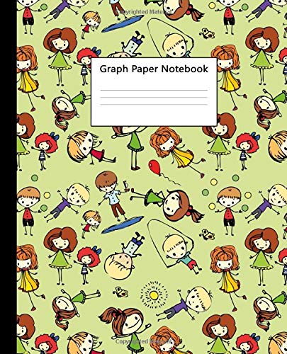 Graph Paper Notebook: Quad Ruled Composition Book 5x5 inch (.20") - 100 Pages, 7.5” x 9.25” Journal with Graphing Paper, 5 Squares per Inch - Happy Kids Playing Outside