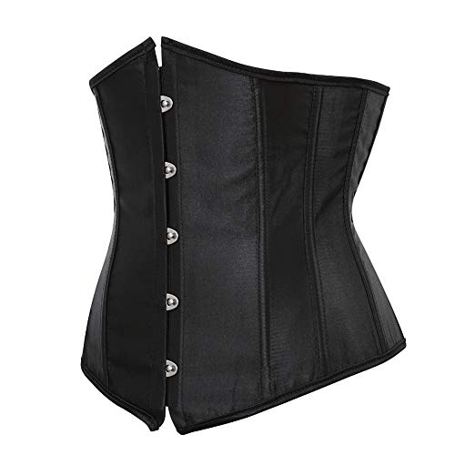 Grebrafan Satén Corset Bajo Pecho Clasico Corsé Underbust Gótico Talla Grande (EU(32-34) S, Negro)