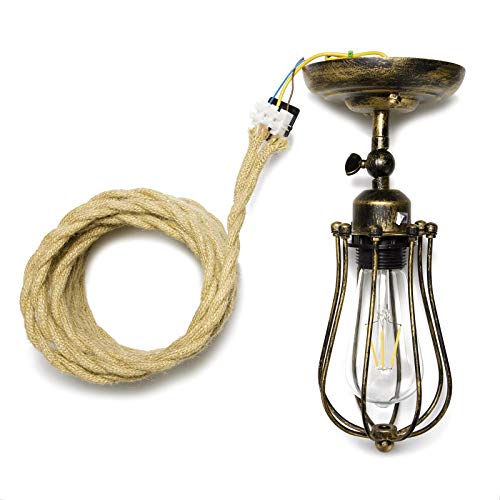 GreenSun LED Lighting 10m Cable Textil Electrico, Cables de Revestimiento Cables Trenzados Vintage Cables de Alimentación con Conductor de Protección 2x0.75mm² Trenza Simple