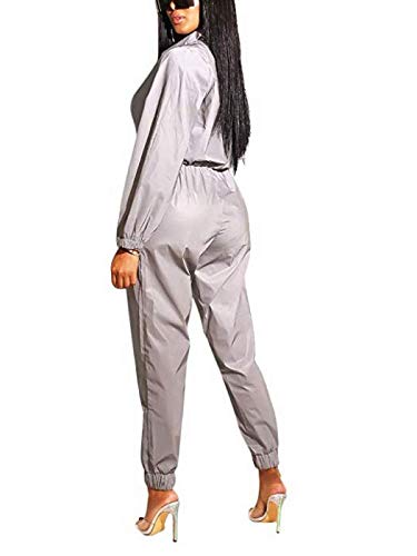 Greetuny 1pcs Reflectantes Monos Mujer Fiesta/Reflectantes Traje Mujer Corto Chaqueta y Pantalones Guay Personalidad Tops Bar Fiesta (2PCS S)