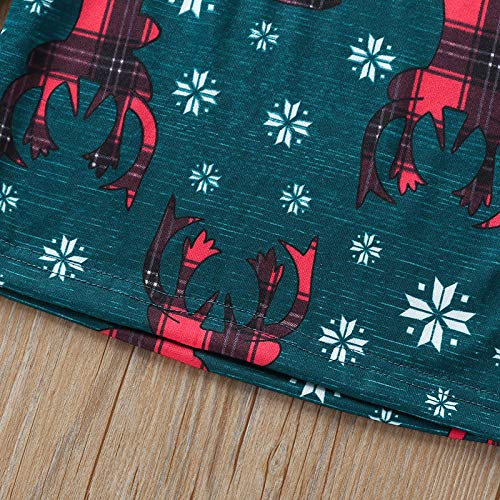 Greetuny Traje Pijama Navidad Bebe Niño Niña Copo de Nieve Alces Impresión Ropa de Dormir Manga Larga Tops + Pantalones Navidad Conjunto de Pijama (9-12 Months, Verde)