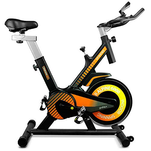 gridinlux. Trainer Alpine 6000. Bicicleta estática Ciclo Indoor. Volante de Inercia 10 kg, Nivel Avanzado, Sistema de Absorción de Impactos, Pantalla LCD, Fitness