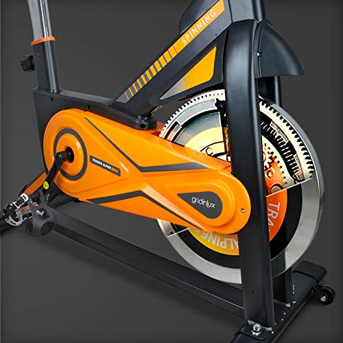 gridinlux. Trainer Alpine 8000. Bicicleta estática Ciclo Indoor. Volante de Inercia 25 kg, Nivel Avanzado, Altura Ajustable, Pantalla LCD, Fitness, Unisex.