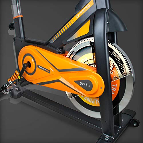 gridinlux. Trainer Alpine 8500. Bicicleta estática Ciclo Indoor. Volante de Inercia 25 kg, Nivel Avanzado, Sistema de Absorción de Impactos, Pantalla LCD, Fitness