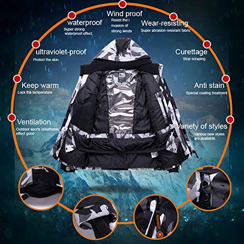 GTTBS-ski Trajes de Esquí Snowsuit Chaqueta de Esquí Pantalones Impermeable Chaqueta Hombre Trekking Transpirable Excursionismo Pantalones Nieve Invierno Ropa Set +1 Par de Guantes,Black5,L