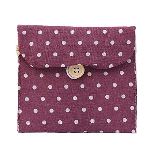 Guangcailun Botón muchachas de las mujeres de lino pequeño punto de la bolsa del monedero de la moneda de los monederos Organizador dinero bolsa de la llave