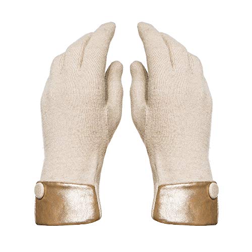 Guantes de moda para mujer de Otoño Invierno (Beige I, Mediana)