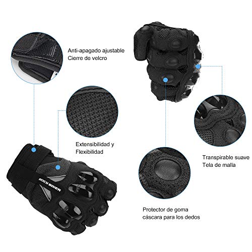 Guantes de Moto, Guantes de Pantalla Táctil para Hombre y Mujeres con Duro Proteccion Guantes de Motocicleta ATV Guantes de Dedo Completo Transpirables