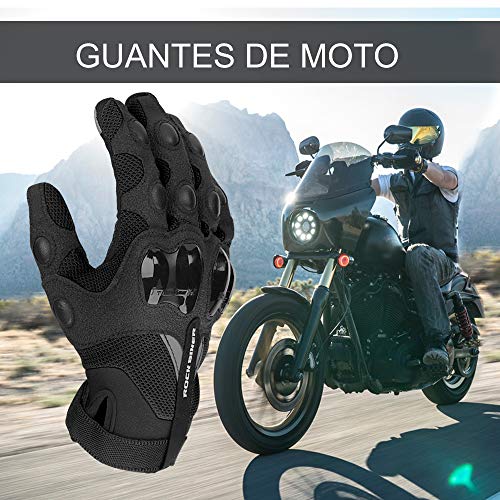 Guantes de Moto, Guantes de Pantalla Táctil para Hombre y Mujeres con Duro Proteccion Guantes de Motocicleta ATV Guantes de Dedo Completo Transpirables
