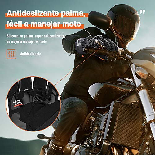 Guantes Moto 2KP Homologados para Invierno, Guantes Impermeables de Moto con Pantalla Táctil, Guantes Protectores de Motociclismo de Dedo Completo para Invierno
