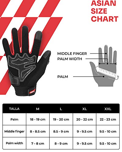 Guantes Moto Homologados para Hombre y Mujer, Guantesde Moto Transpirables con Pantalla Táctil, Guantes Antideslizantes con Protección Dedo Completo para Bicicleta, Deportes al Aire Libre