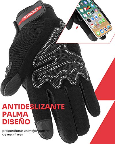 Guantes Moto Homologados para Hombre y Mujer, Guantesde Moto Transpirables con Pantalla Táctil, Guantes Antideslizantes con Protección Dedo Completo para Bicicleta, Deportes al Aire Libre