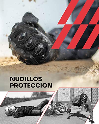 Guantes Moto Homologados para Hombre y Mujer, Guantesde Moto Transpirables con Pantalla Táctil, Guantes Antideslizantes con Protección Dedo Completo para Bicicleta, Deportes al Aire Libre