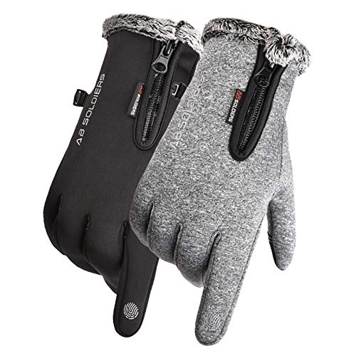 Guantes térmicos cálidos, Guantes de ciclismo Guantes para correr para hombres y mujeres, Ciclismo, conducción, correr, acampar, senderismo, guantes de invierno, guantes finos y cálidos-Black_L