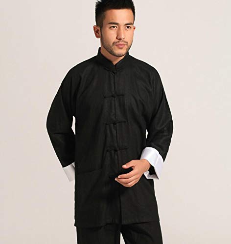 GUIOB Chino Tradicional Tai chi Ropa Artes Marciales Uniformes Trajes de Kung fu Hombre Mujer Wing Chun Kung Fu Uniforme,Black-XL